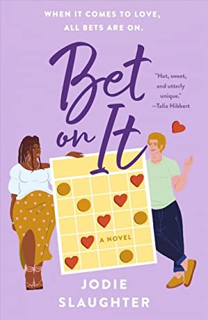 Purple book cover of Bet on It with two people