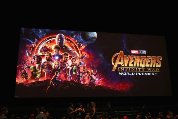 Picture of the screen at Avengers Infinity War with all characters