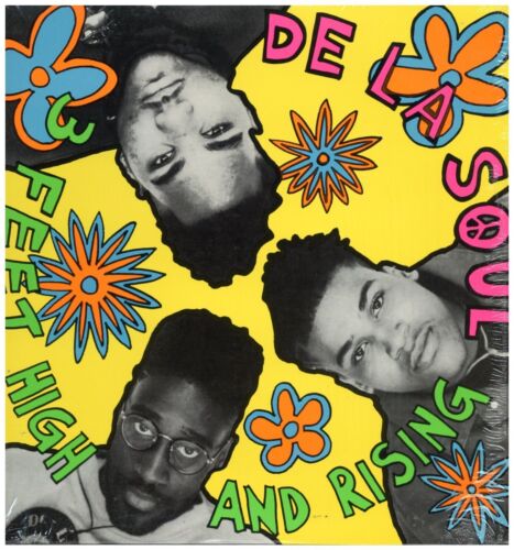 Bright cover of De La Soul's 3 Feet High and Risong with the three members of the group