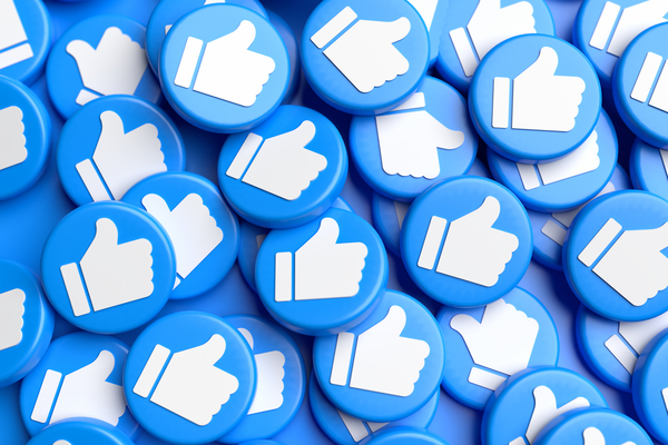 Group of blue and white "like" buttons