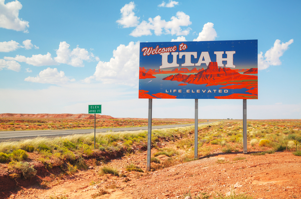 Colorful Welcome to Utah sign