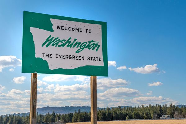 Welcome to Washington The Evergreen State sign