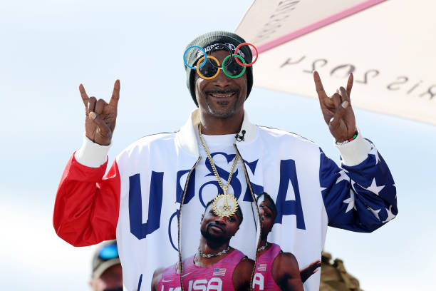 Snoop Dogg wearing a red, white, and blue